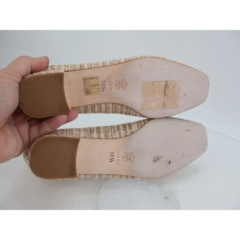 ANN MASHBURN Beige Tweed Low Heel Pumps with Buckle
